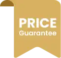 Price Guarantee badge in gold with white text, indicating a price guarantee.